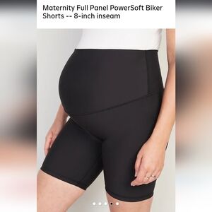 *Two* Old Navy Maternity Full Panel PowerSoft Biker Shorts, Black & Blue